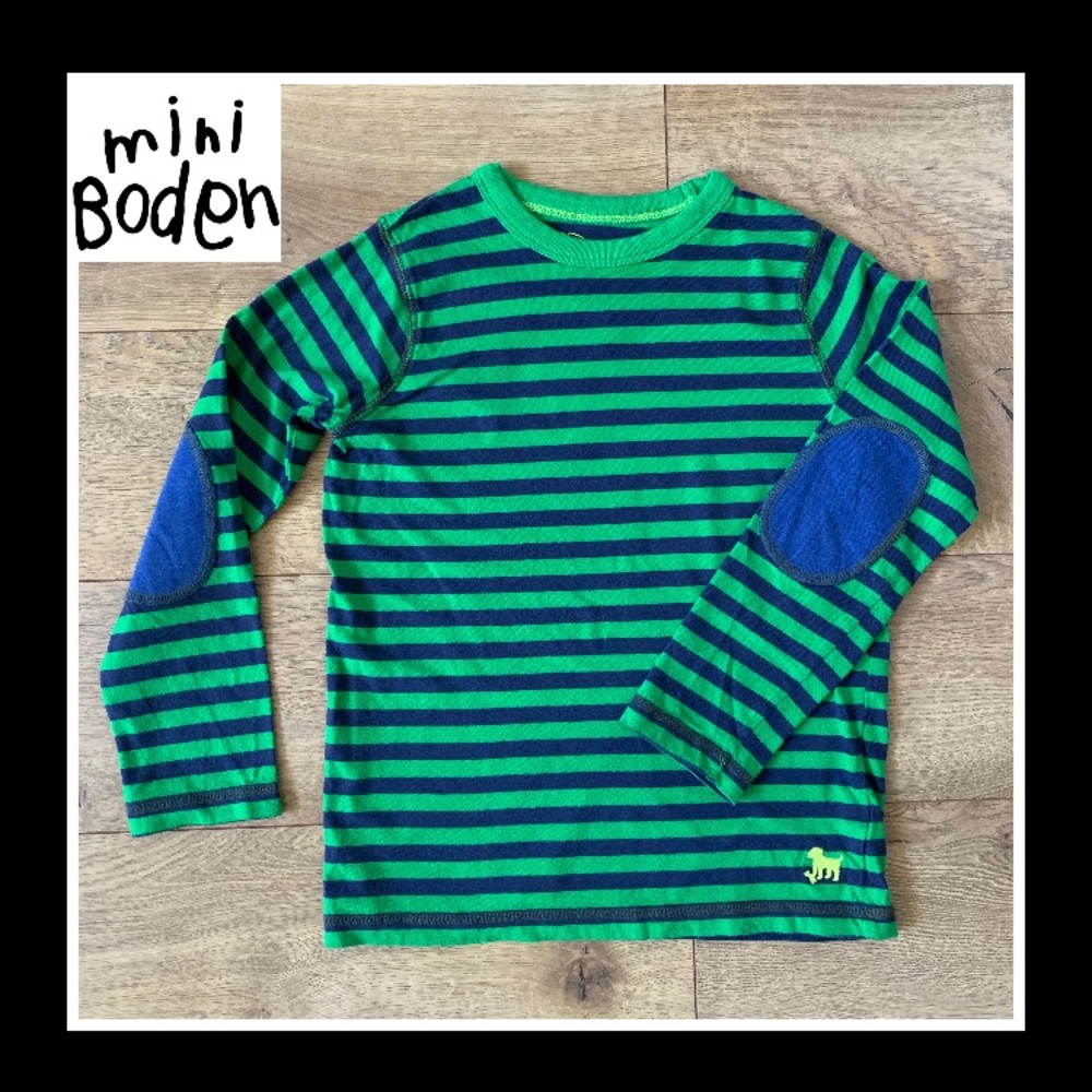 Mini Boden Blue/Green striped long sleeves sz:7-8
